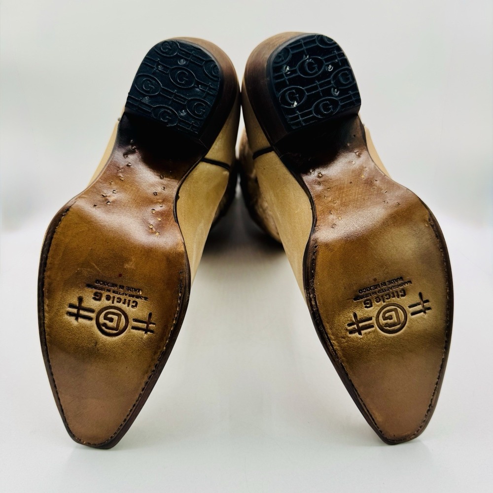 Circle G Tall Snip Toe Western Boots Women's Size 7.5 M Sand Beige Leather - Picture 16 of 16